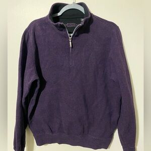 Men's‎ Carnoustie Purple Black 1/4 Zip Pullover 100% Cotton Size Medium